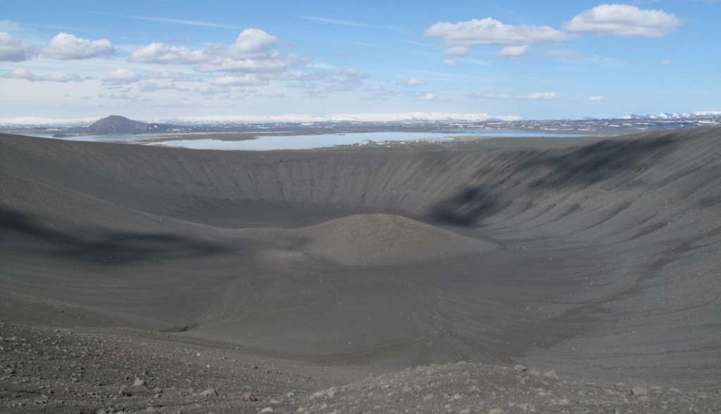 Extinct volcano on the side of Lake Myvatn, central north Iceland.